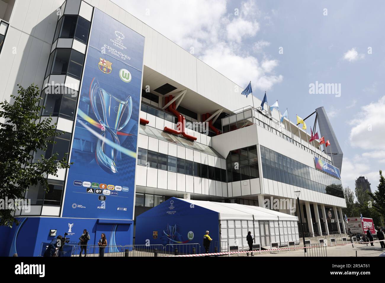 Eindhoven, Netherlands. June 2, 2023, EINDHOVEN - The PSV stadium ahead of the Women's UEFA Champions League Final between FC Barcelona and VFL Wolfsburg at Phillips stadium on June 2, 2023 in Eindhoven, Netherlands. ANP MAURICE VAN STONE Stock Photo