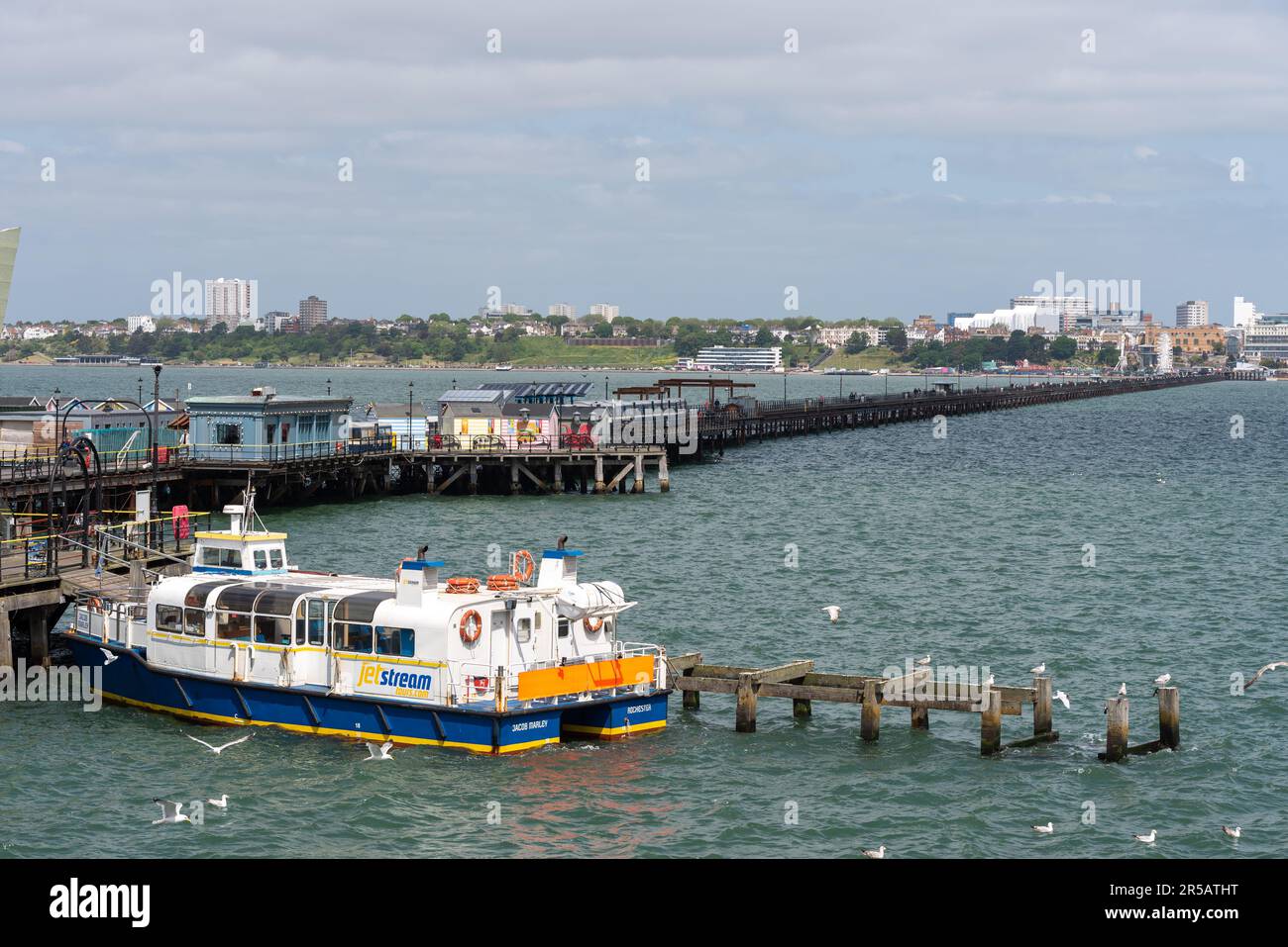 Southend Pier, Southend on Sea, Essex, UK. 2nd Jun, 2023. Southend Pier has been awarded the National Piers Society ‘Pier of the Year’ award for 2023, with today being its official presentation day. Pleasure tour boat Stock Photo
