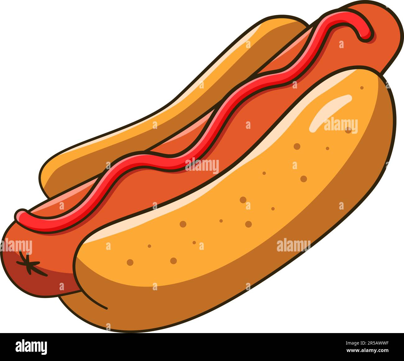 Hot Dog with ketchup. Cartoon Stock Vector Image & Art - Alamy