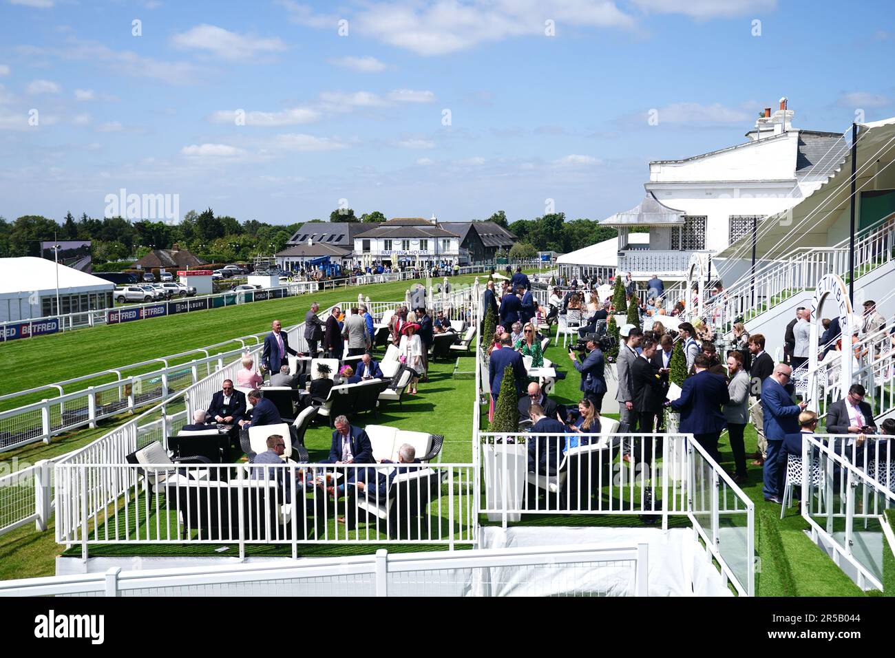 Racegoers during ladies day of the 2023 Derby Festival at Epsom Downs Racecourse, Epsom. Picture