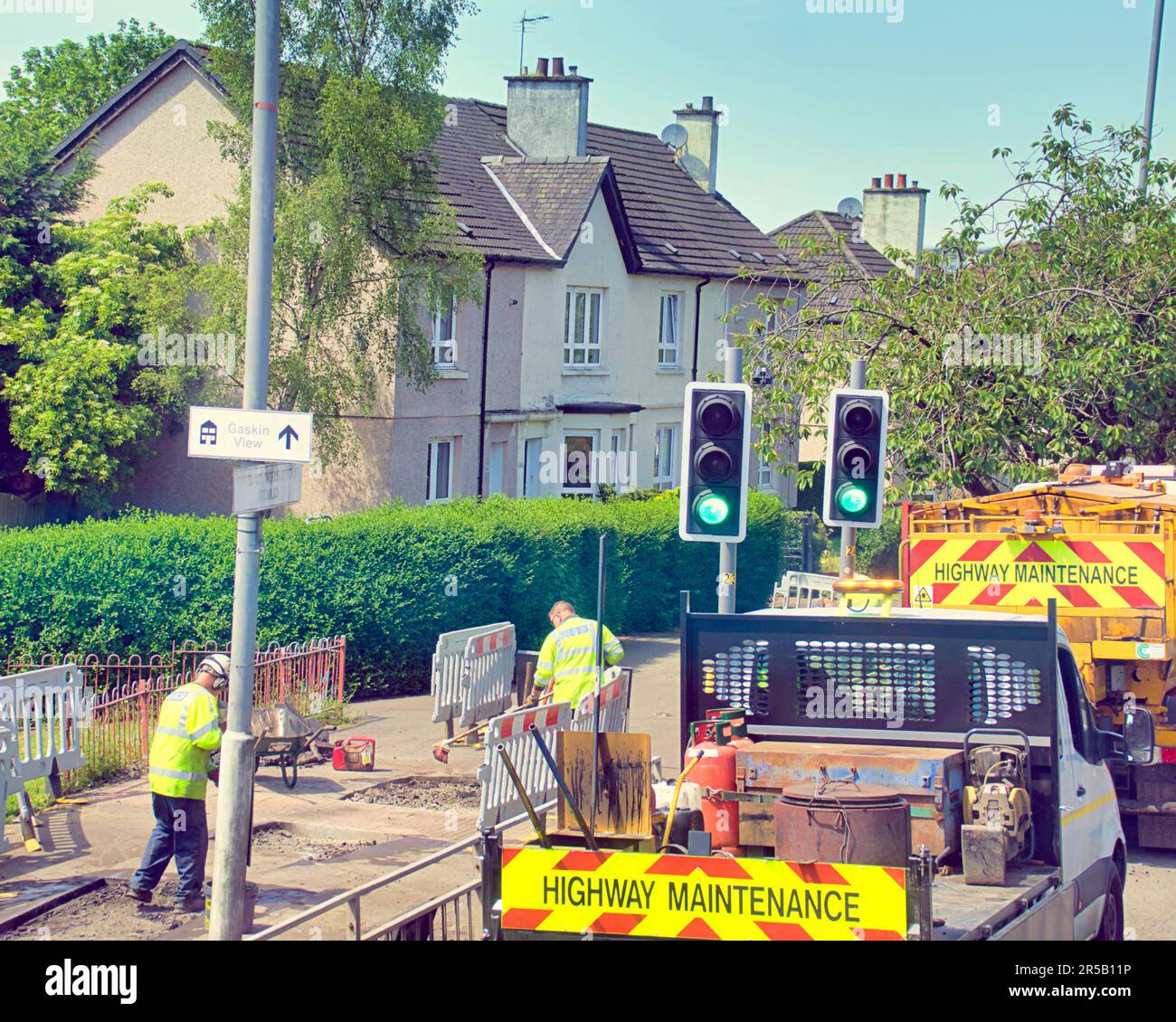 roadworks on great western road the A82 Stock Photo