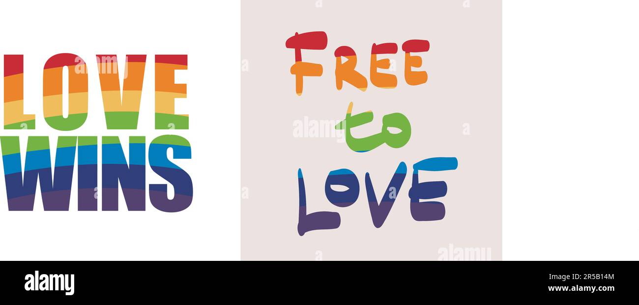 Love wins. Vector illustration of the Pride parade. LGBT community rainbow Stock Vector
