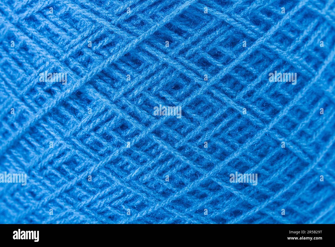 Blue ball of wool in a close up view Stock Photo
