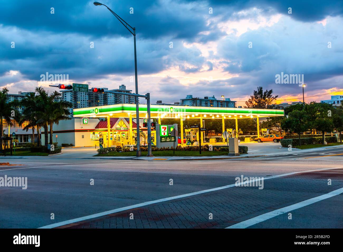 Add Fuel Miami Night in miami beach collins hi-res stock photography and images - Alamy
