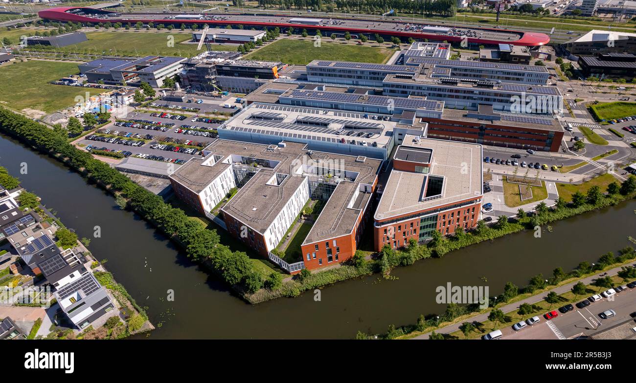 Aerial panorama of Dutch Antonius hospital in city of Utrecht with 'The