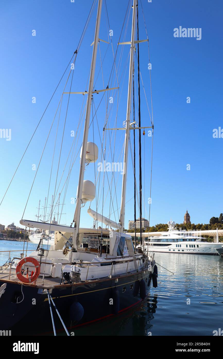 A Luxury Yacht Docking on the Harbor of Malaga Stock Photo Alamy
