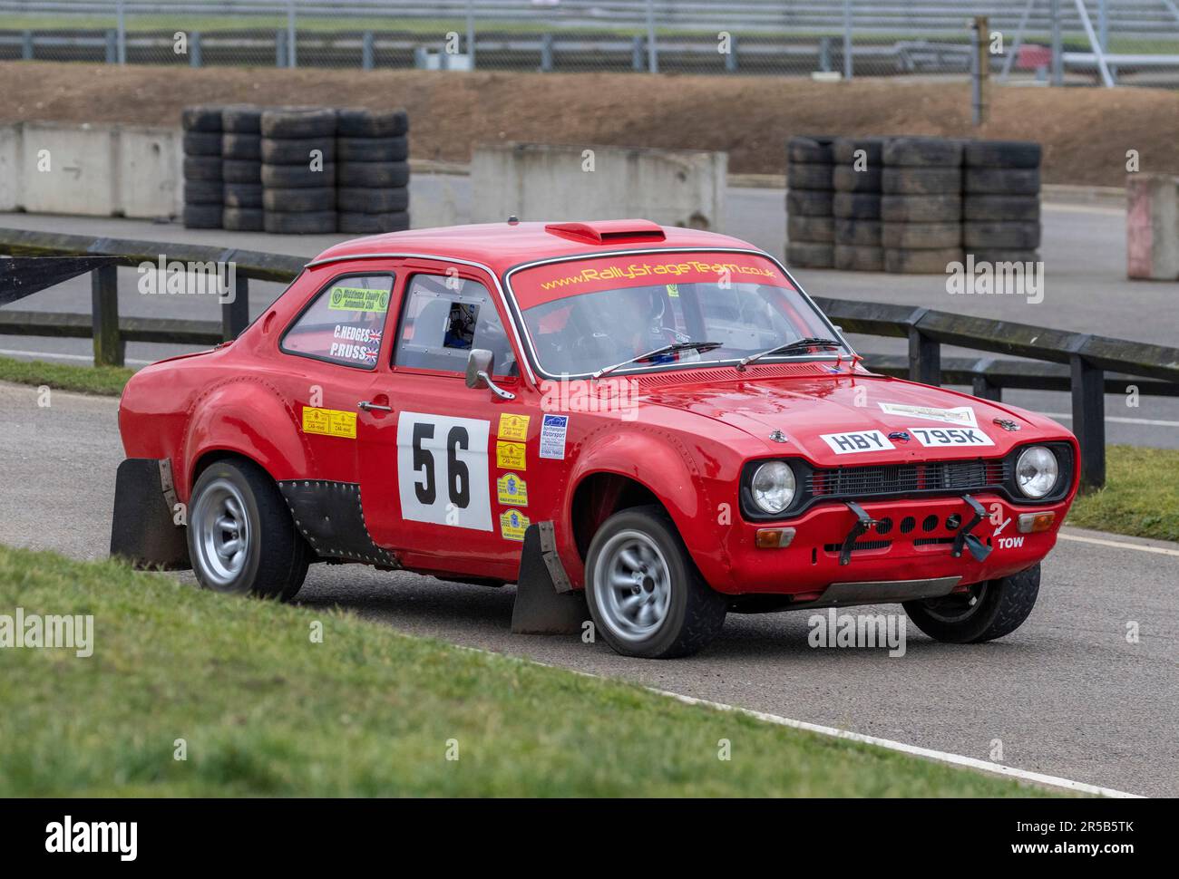 Chris Hedges in the 1972 Ford Escort Mk1 during the 2023 Snetterton Stage Rally event, Norfolk, UK. Stock Photo