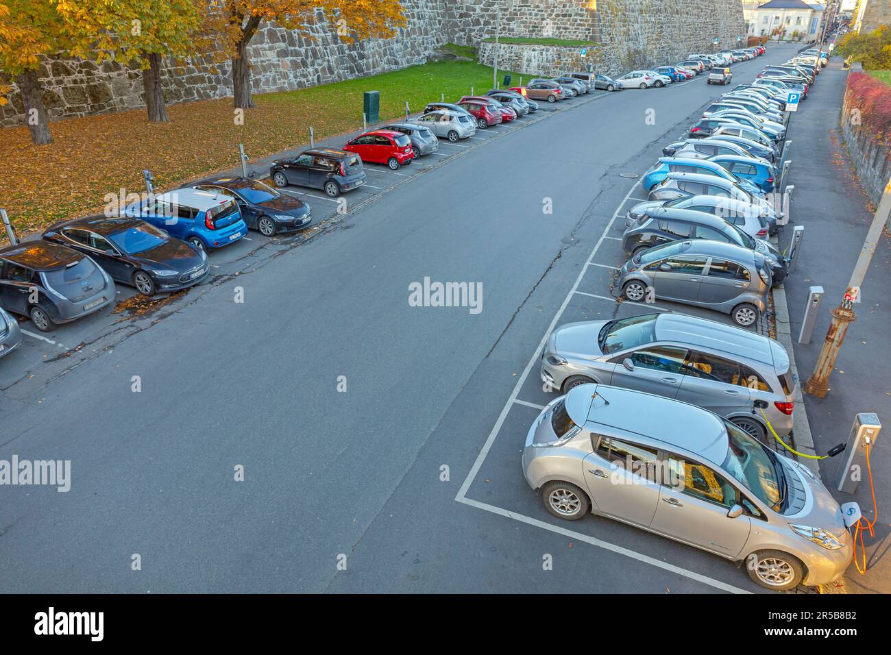 Oslo, Norway October 29, 2016 Parking With Charging Station for