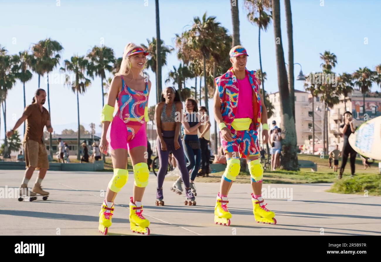 Margot Robbie and Ryan Gosling Skate as Barbie and Ken