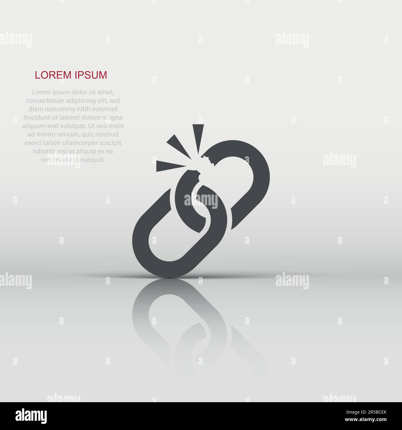 Broken chain sign icon in flat style. Disconnect link vector ...