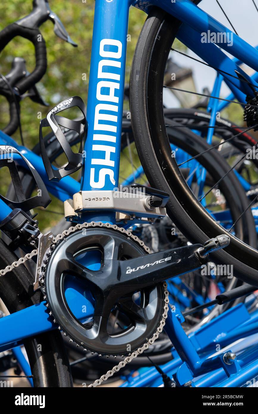 Shimano neutral service racing bicycle at Classique UCI Women's WorldTour road race Stage 3 2023 Ford RideLondon Stock Photo