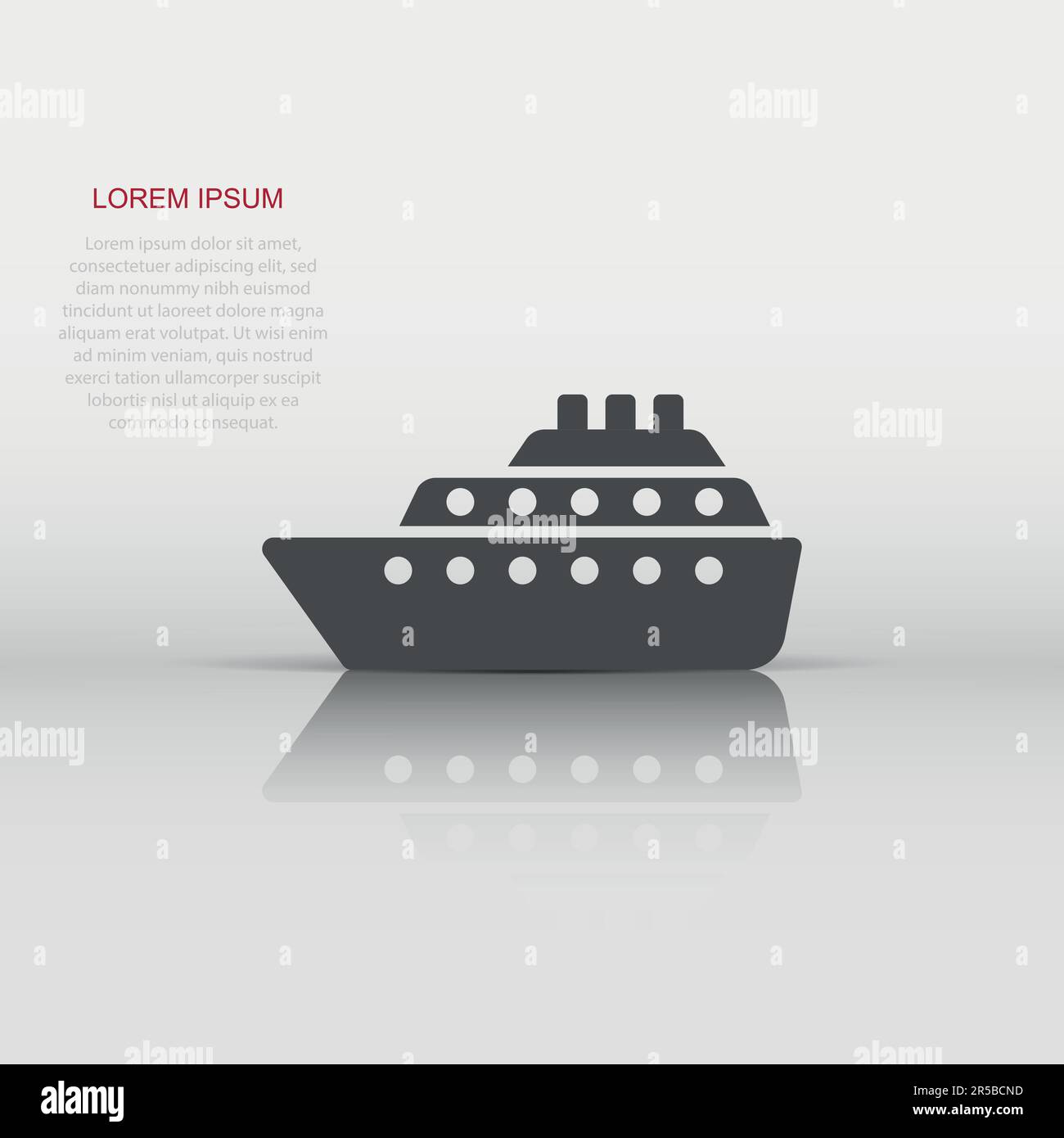 Ship cruise sign icon in flat style. Cargo boat vector illustration on ...