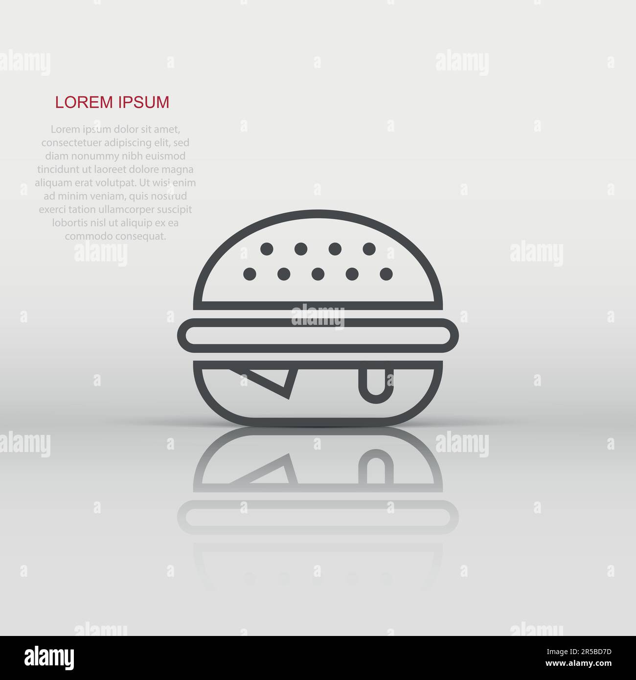 Burger sign icon in flat style. Hamburger vector illustration on white ...