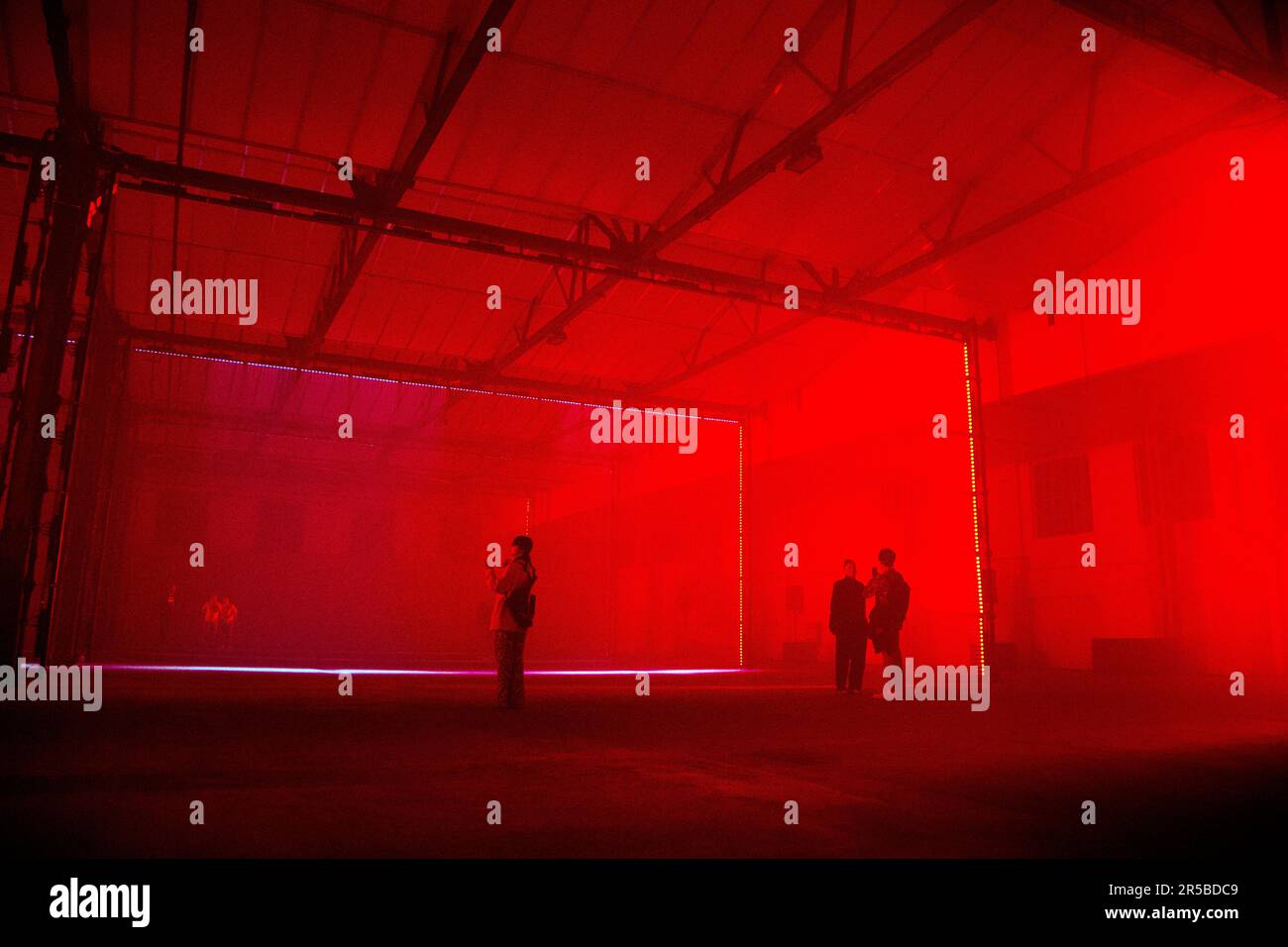 404.zero light and sound code-based installation by Kristina Karpysheva and Alexandr Letsius, Thin Air exhibition at The Beams 2023, London, England Stock Photo