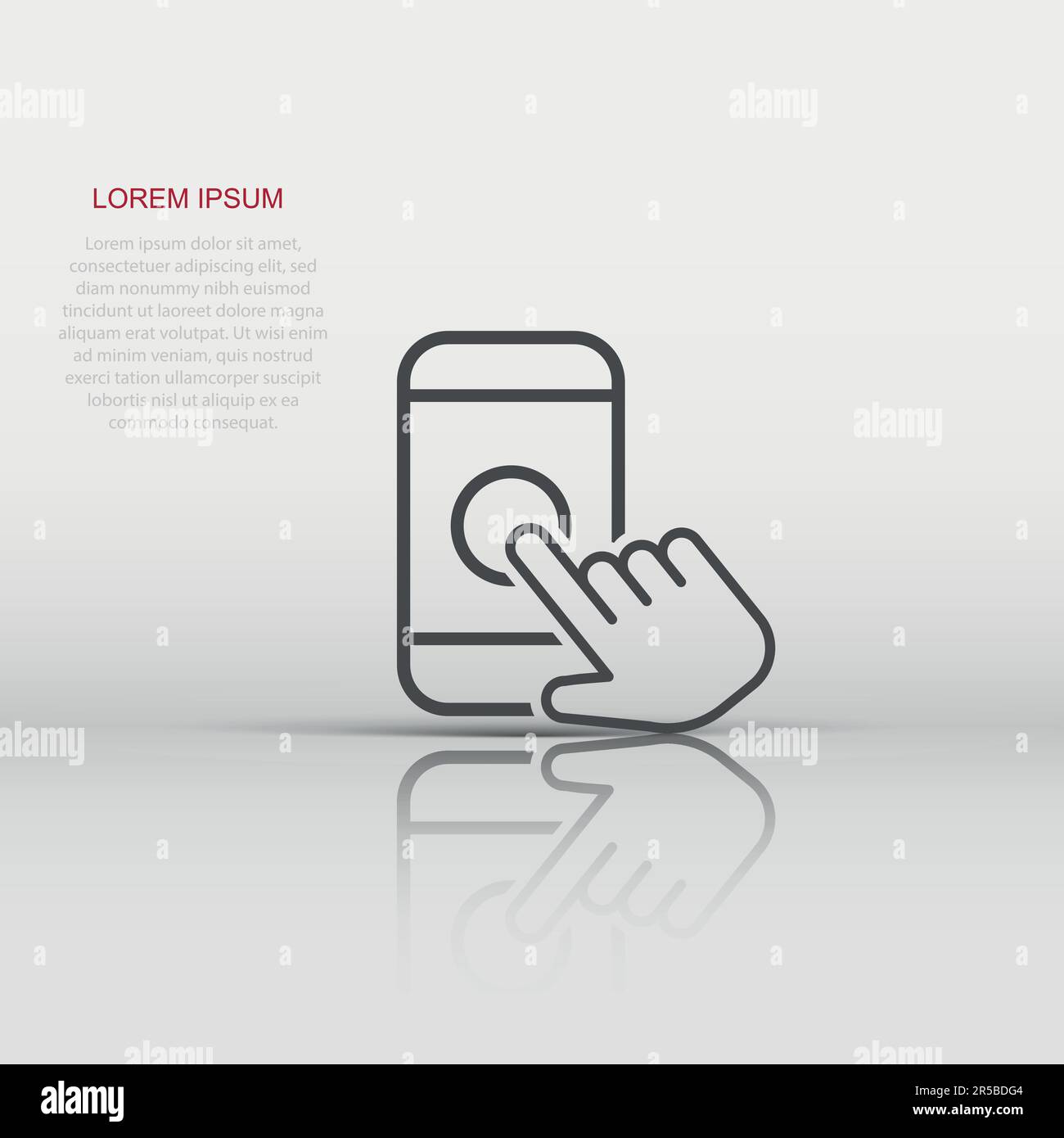Hand touch smartphone icon in flat style. Phone finger vector ...