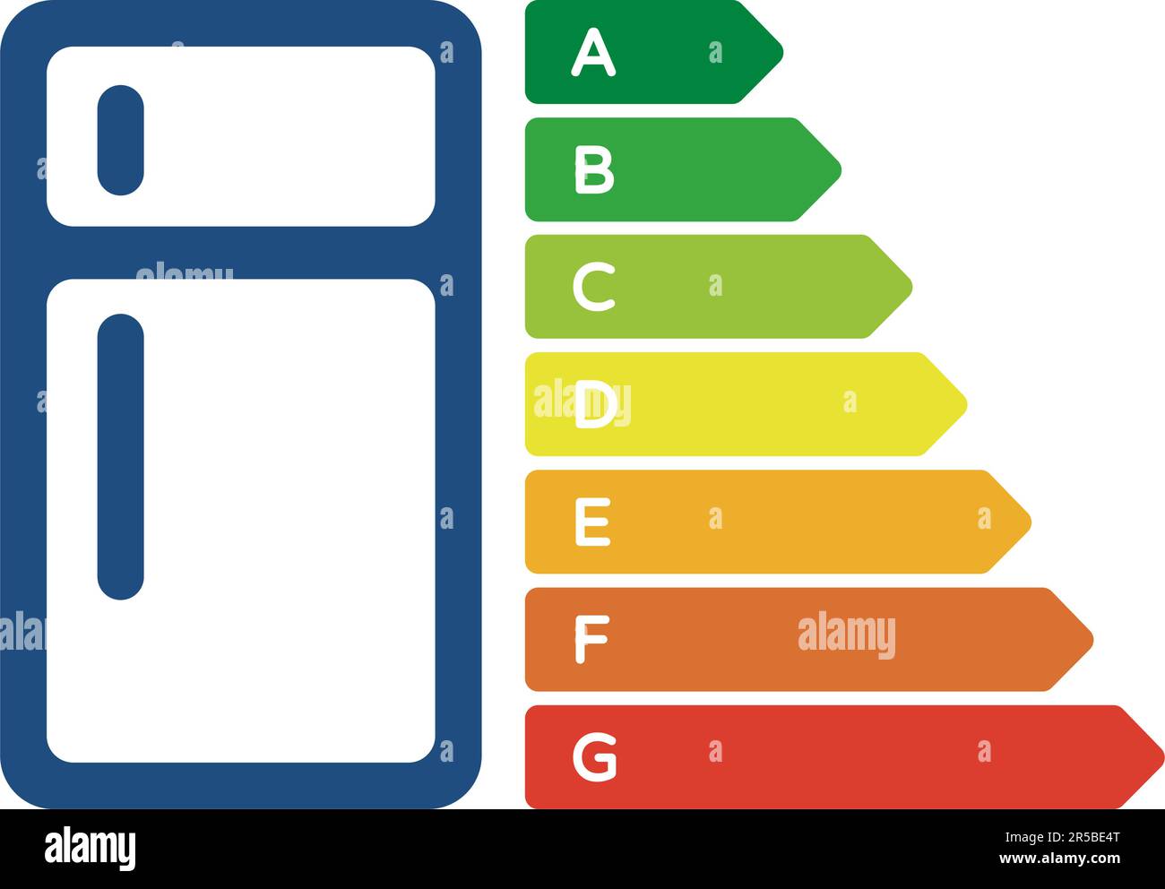 Refrigerator with energy efficiency classes. European Union energy label Stock Vector