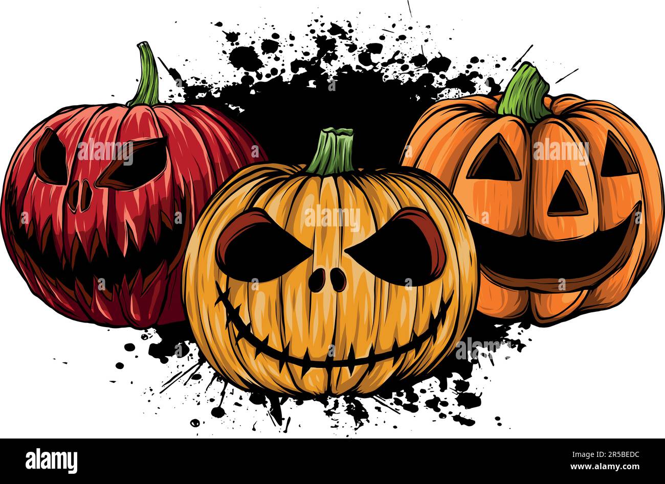 vector illustration of pumpkins for Halloween on white background Stock ...