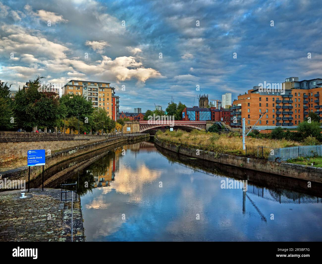 UK, West Yorkshire, Leeds, Crown Point Bridge over the River Aire, with