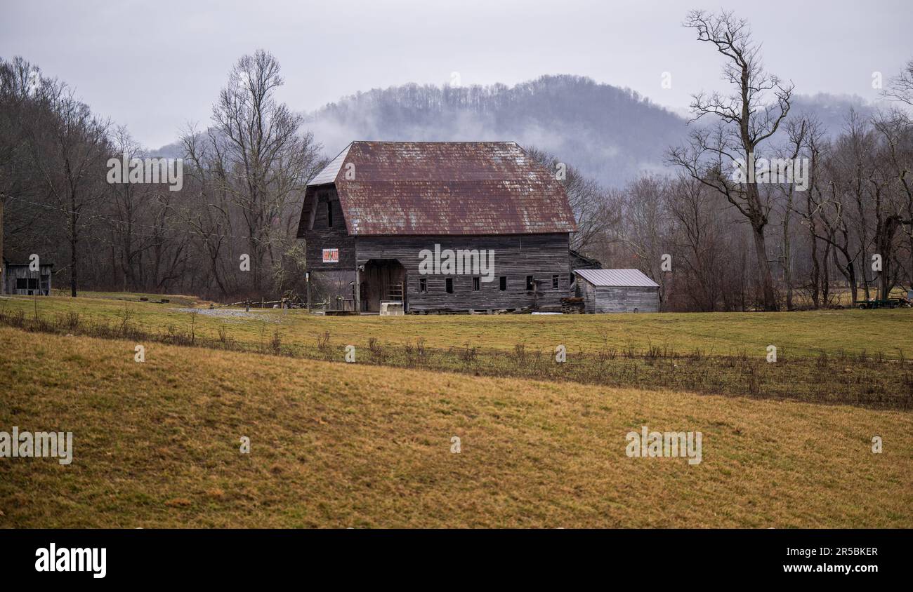 An old barn on a farm in Valle Crucis, North Carolina USA Stock Photo ...