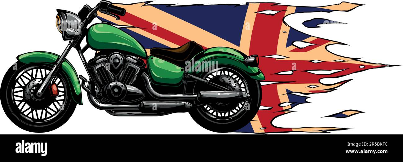 vector illustration of British flag motorcycle design Stock Vector