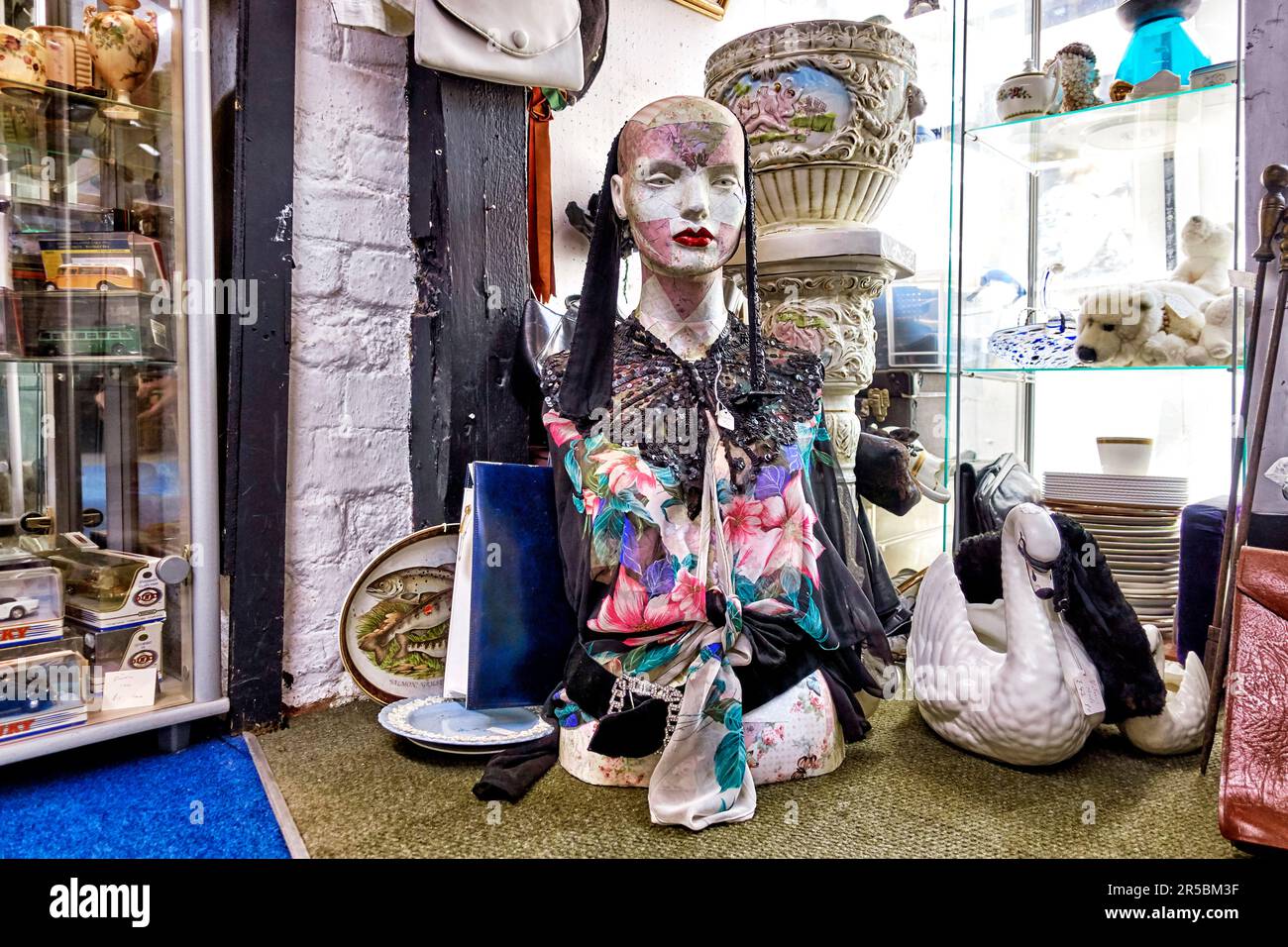 Antique shop interior with antique items at the Antique Centre, Ely