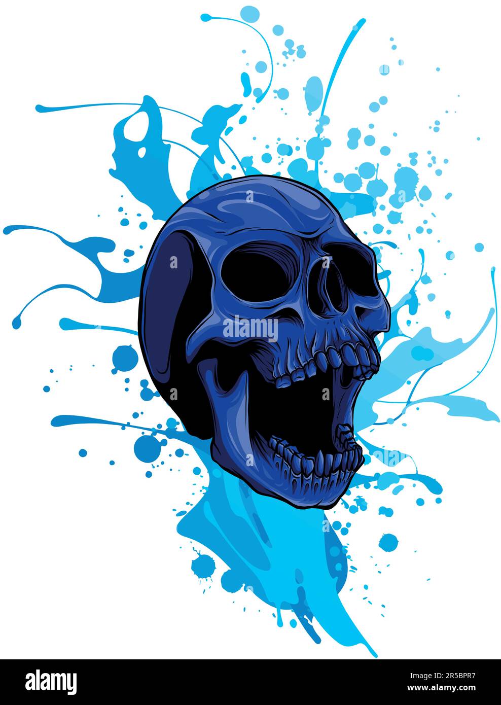 Multi-colored skull. Mixed media. T-shirt print. Vector illustration design Stock Vector