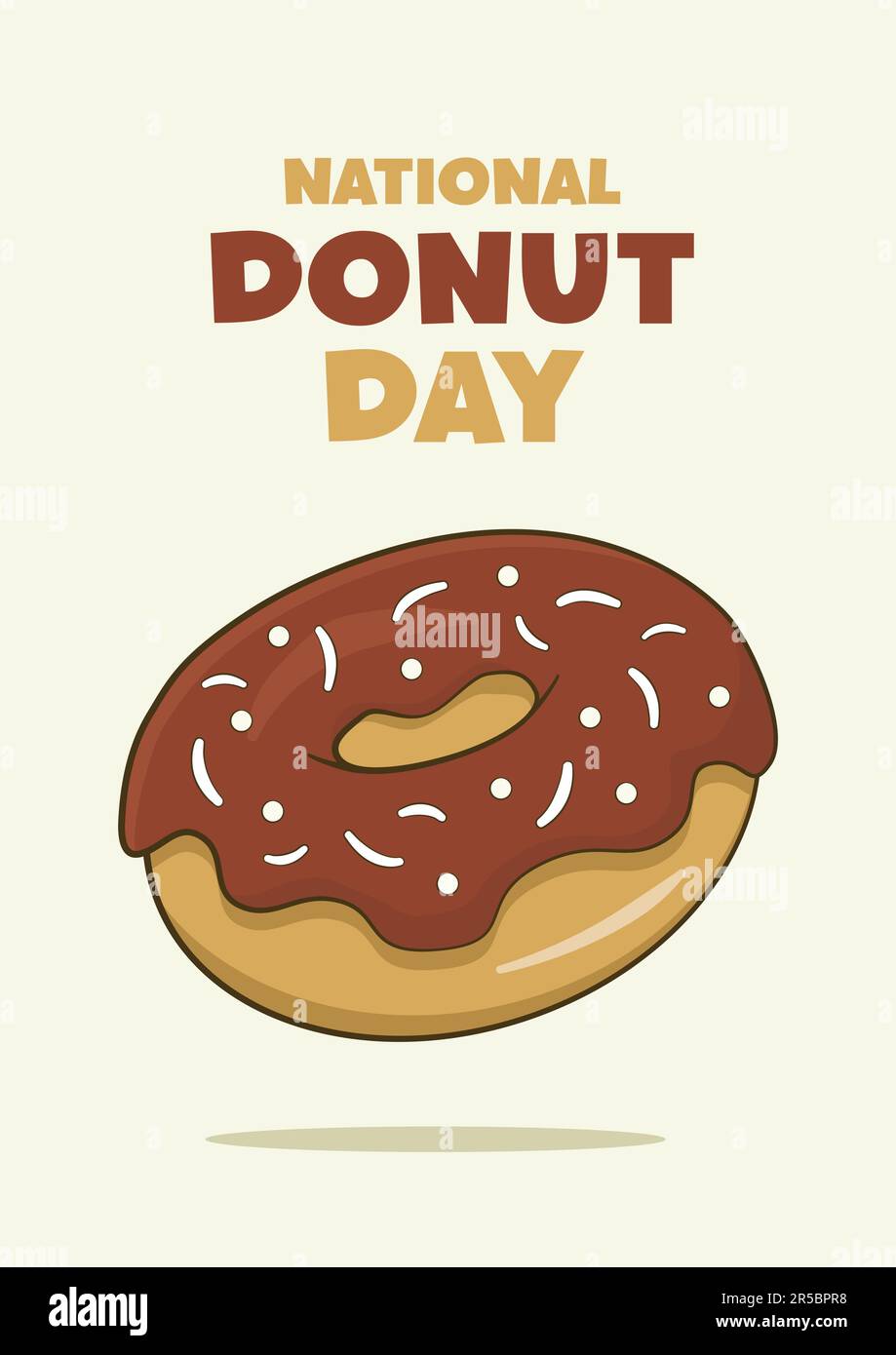 National Donut Day lettering with donut. Poster concept. Cartoon