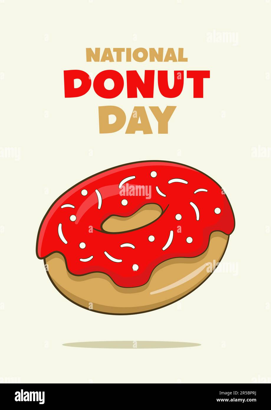 National Donut Day lettering with donut. Poster concept. Cartoon