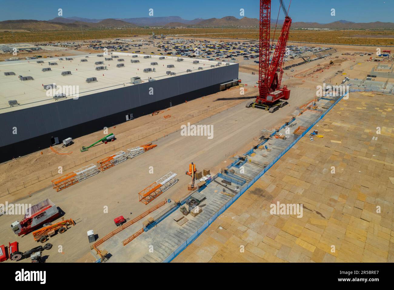 An aerial view of Taiwan semiconductors Mega Factory under construction in North Phoenix