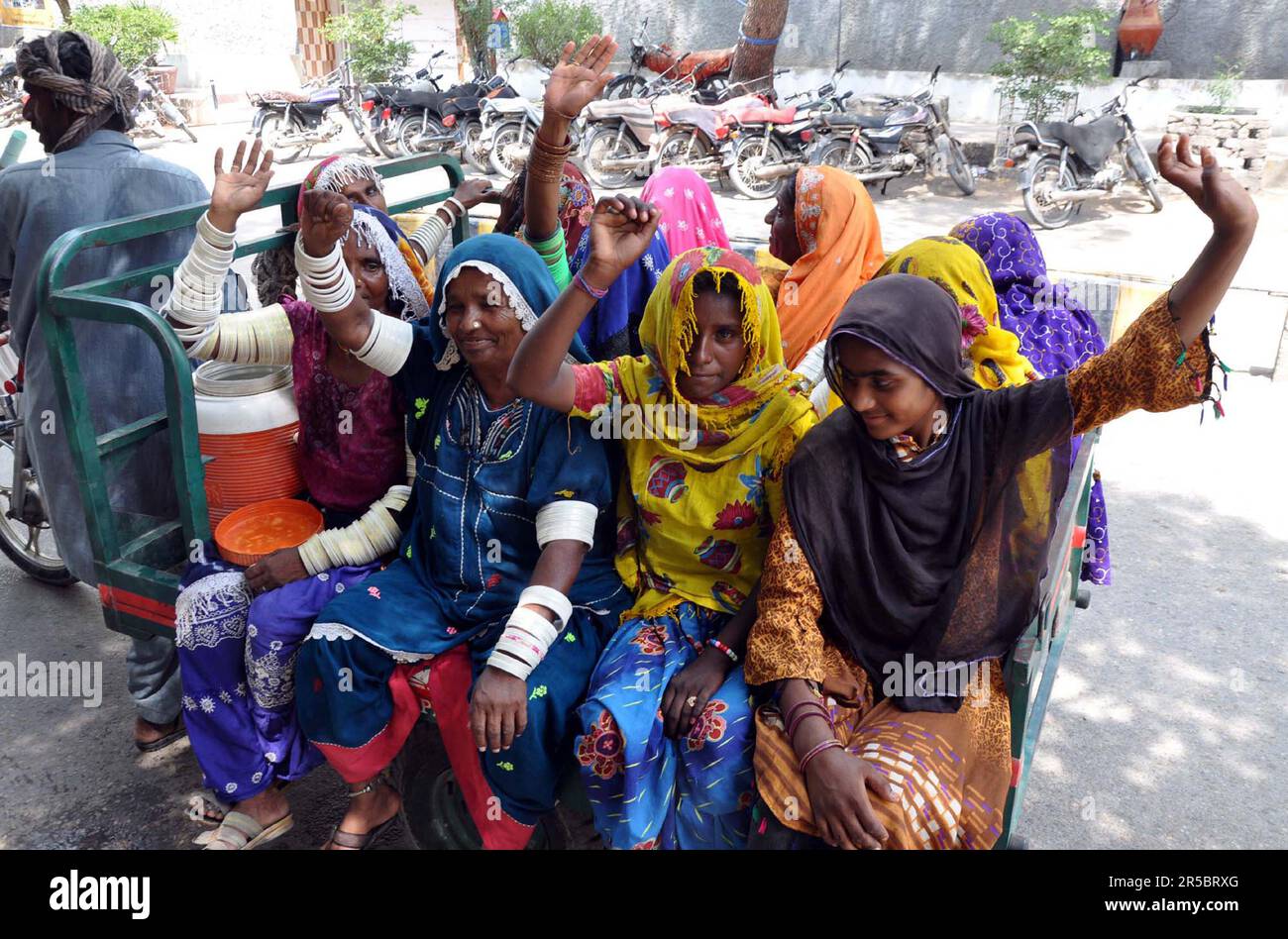 Residents of Azad Nagar are holding protest demonstration against high handedness of influent people, at Hyderabad press club on Friday, June 2, 2023. Stock Photo