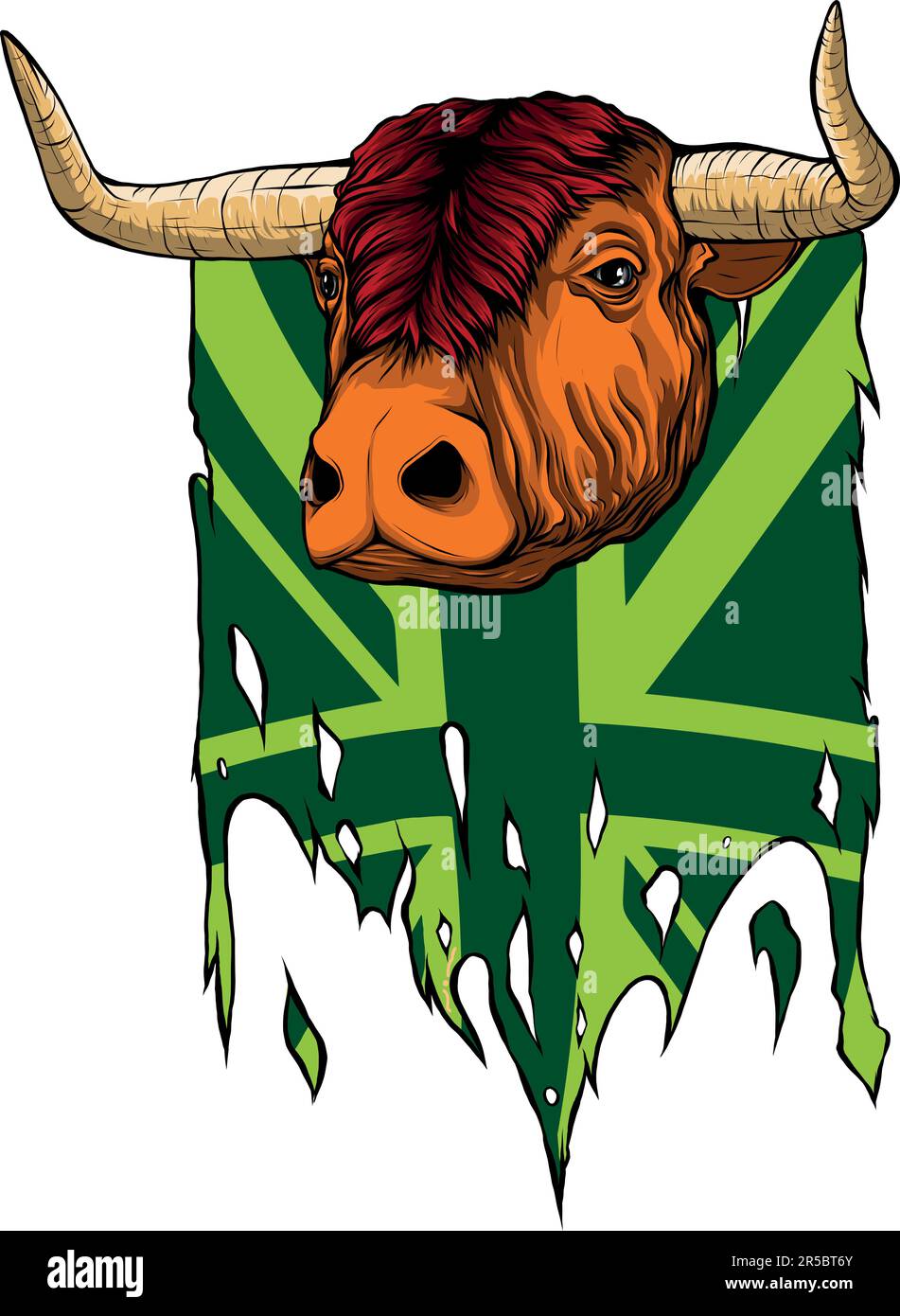vector illustration of UK Flag with cow head Stock Vector Image & Art