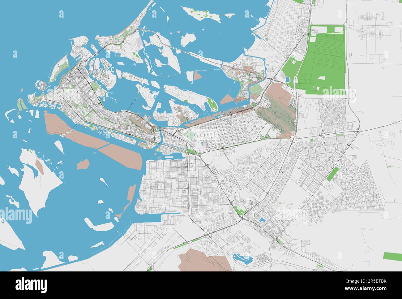 Detailed vector map of Abu Dhabi, United Arab Emirates Stock Vector