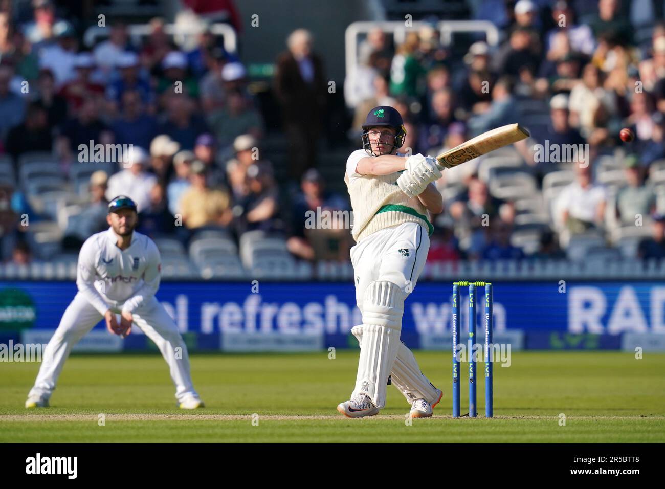 Ireland's Lorcan Tucker bowling during day two of the first LV