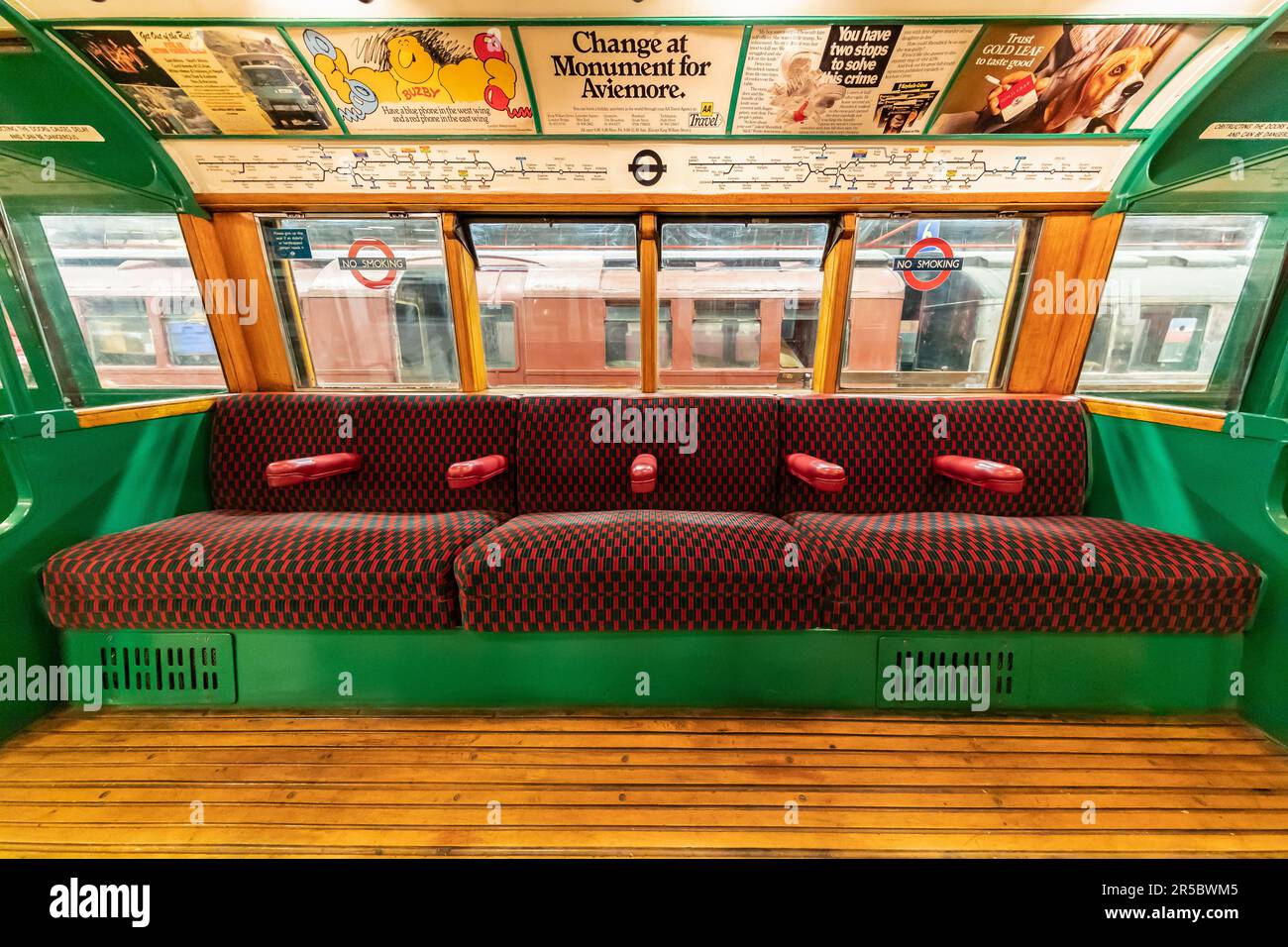 Interior Vintage London Underground Train Stock Photo