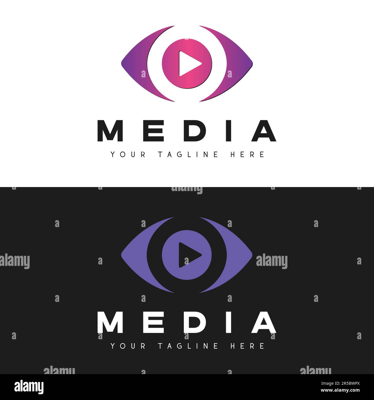 Media Eye Logo Design Play Button Media Logotype Abstract Logo Stock Vector
