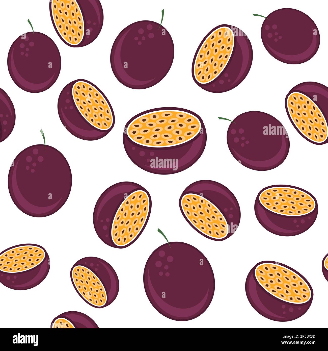 Vector Seamless Passion Fruit Pattern with Brown Seeds on White ...