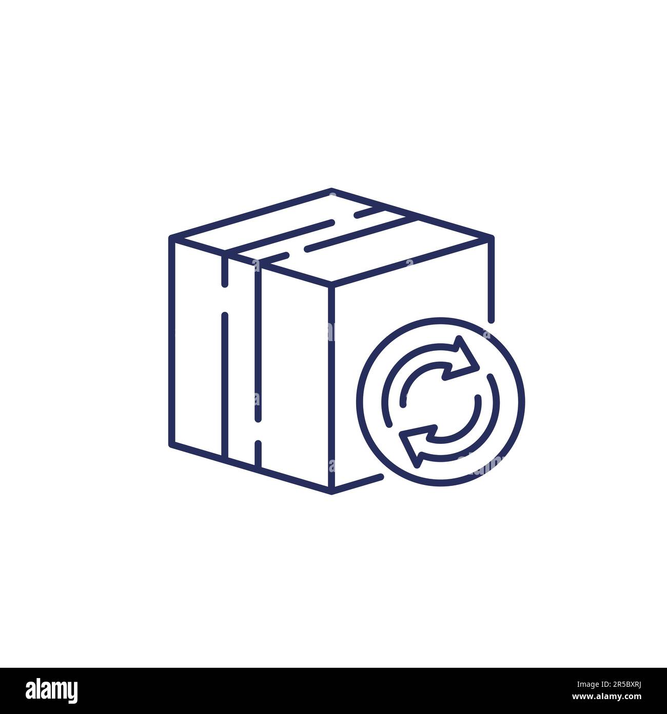 parcel return line icon with a box Stock Vector
