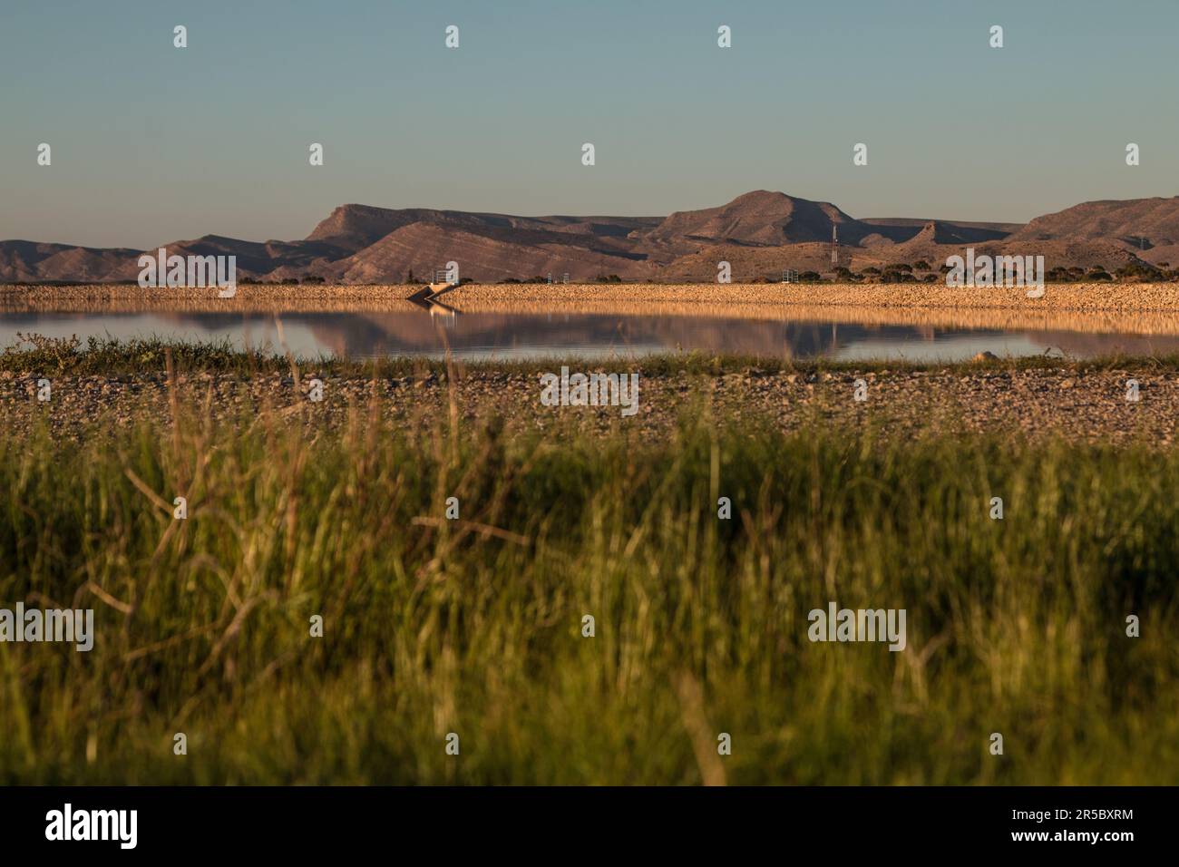 Morocco's Taourirt City Wastewater Treatment Facility Basin Stock Photo