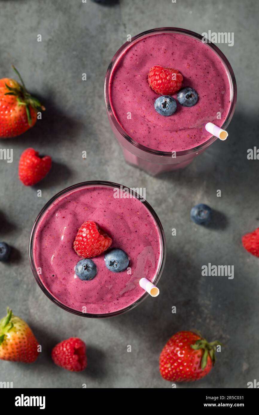 Healthy banana strawberry milk hi-res stock photography and images - Alamy