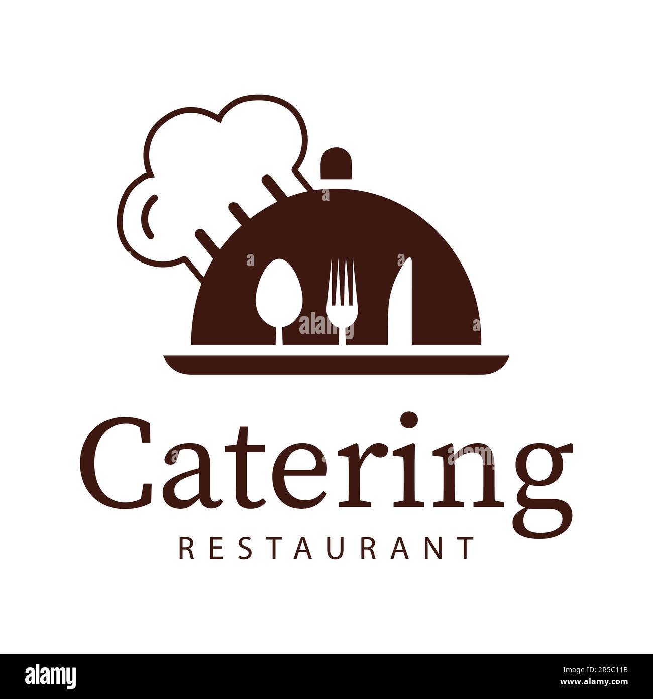 Catering Logo Design Chef Cap Fork and Spoon Logotype Stock Vector