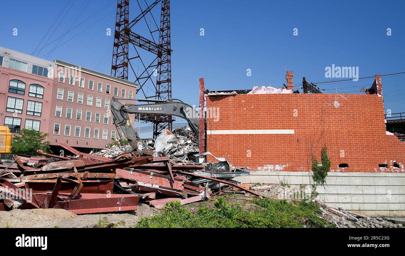 NORWALK, CT, USA - JUNE 2, 2023: IMAX Theater building demolishing on