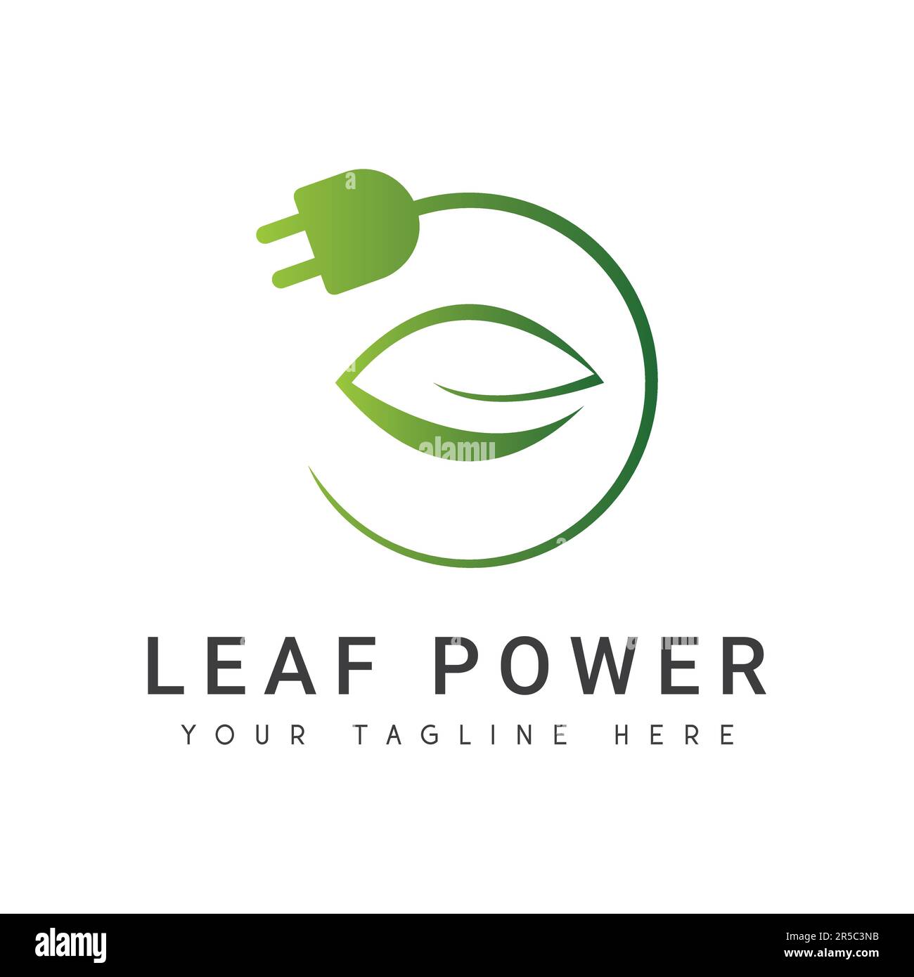 Power Leaf Eco Friendly Switch Logo Design Stock Vector