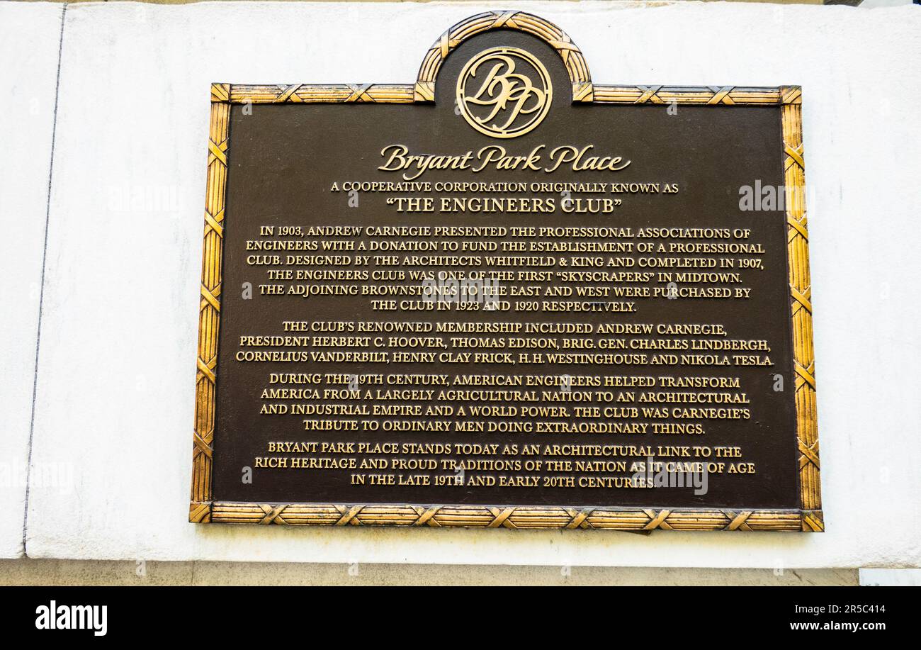 Bryant Park Place an is historical coop apartment house overlooking