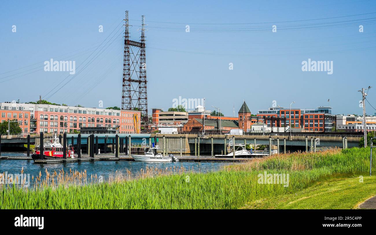 NORWALK, CT, USA - JUNE 2, 2023: View from Veterans Park without