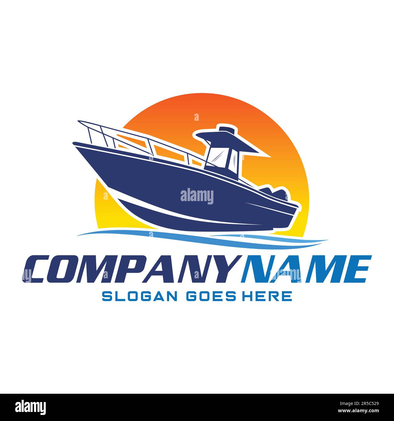 Center Console Boat logo. Unique and fresh Center console boat with Water splash in it. Great to