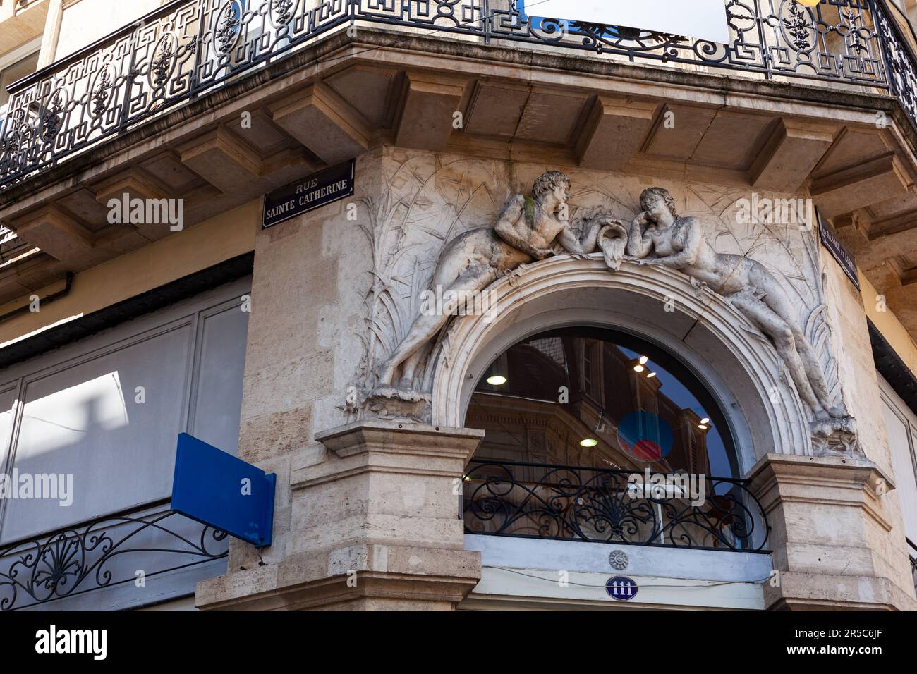 Rue Sainte-Catherine street sign name in Bordeaux, the longest ...
