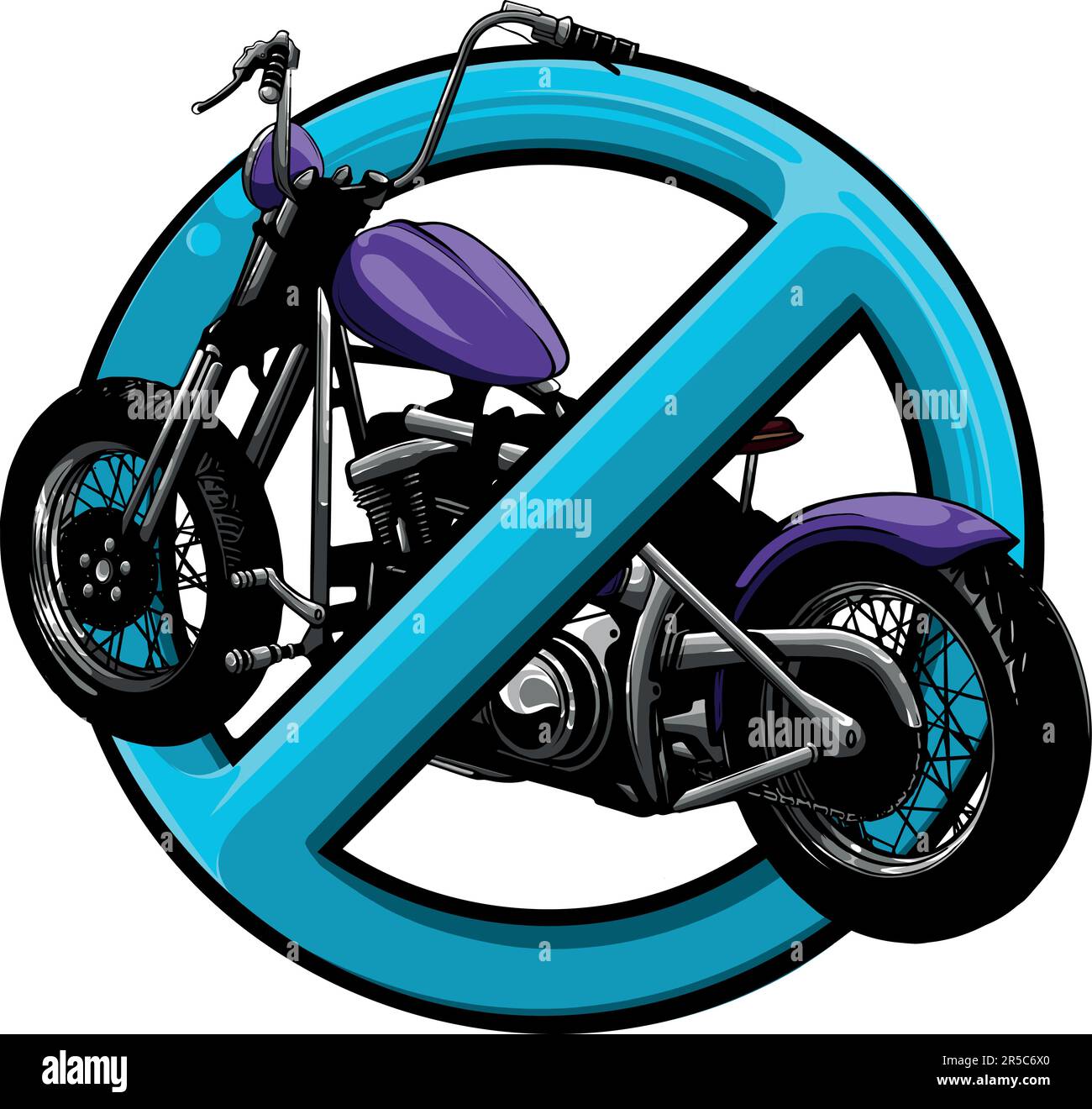 vector illustration of no motorcyle symbol on white background Stock Vector