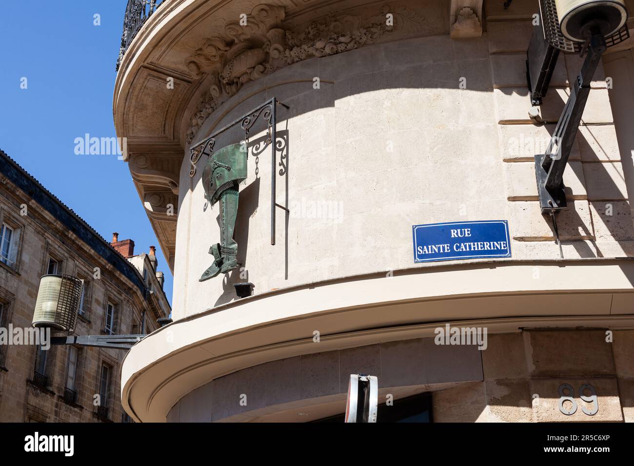 Rue SainteCatherine street sign name in Bordeaux, the longest