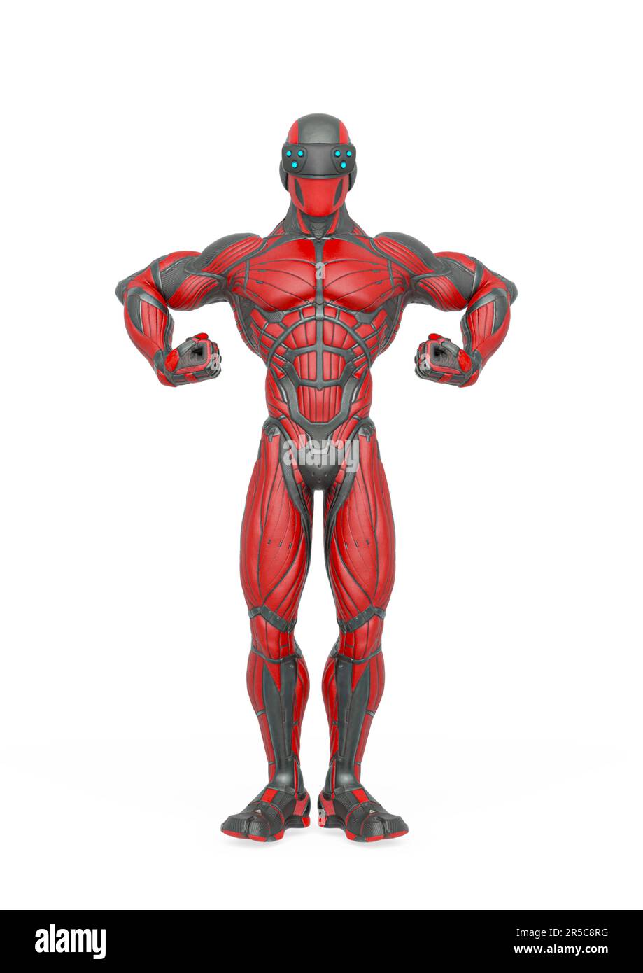 super hero is ready to attack in an exosuit, 3d illustration Stock Photo