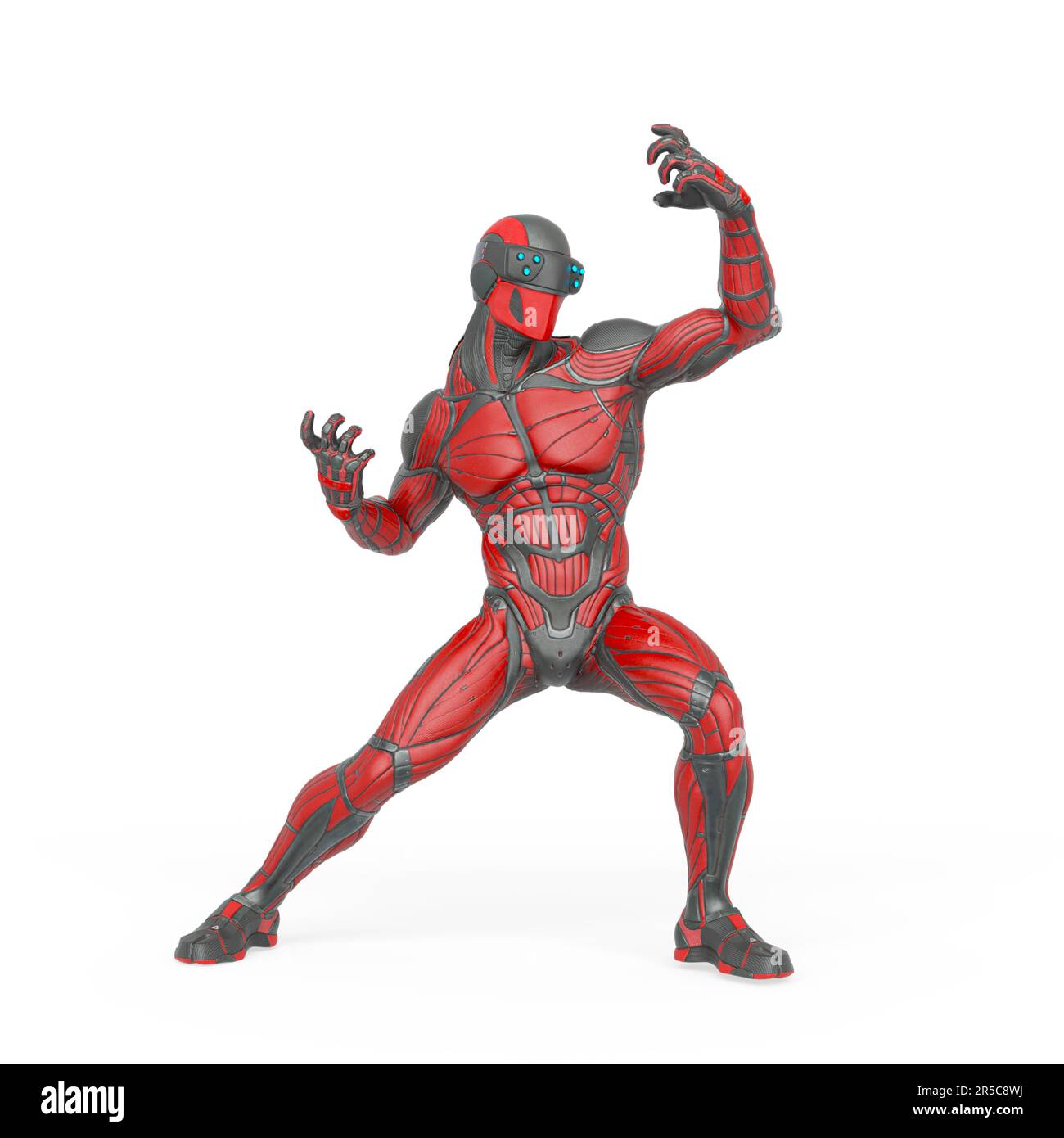 super hero in action on an exosuit, 3d illustration Stock Photo